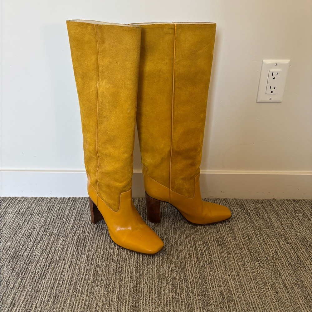 Rag & Bone Mustard Leather/Suede Knee-High Boots